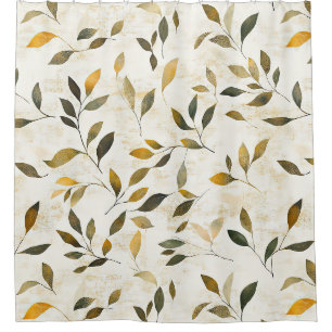 Warm Autumn Leaves and Twigs Rustic Nature Shower Curtain