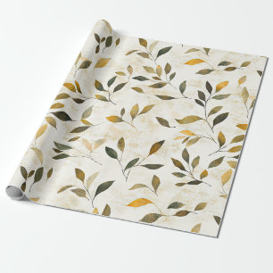 Warm Autumn Leaves and Twigs Rustic Nature Wrapping Paper