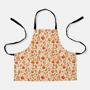 Warm Autumn Leaves Seamless Pattern Apron