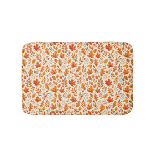Warm Autumn Leaves Seamless Pattern Bath Mat