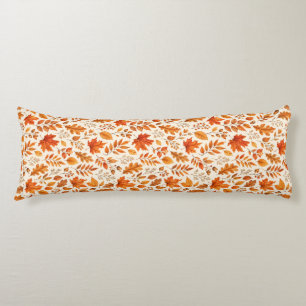 Warm Autumn Leaves Seamless Pattern Body Cushion