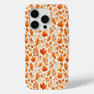 Warm Autumn Leaves Seamless Pattern iPhone 15 Pro Case