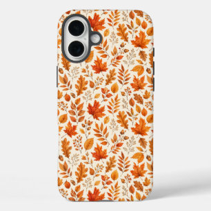 Warm Autumn Leaves Seamless Pattern iPhone 16 Plus Case