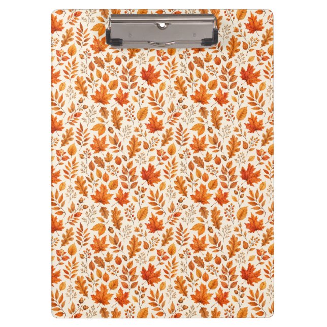 Warm Autumn Leaves Seamless Pattern Clipboard (Front)