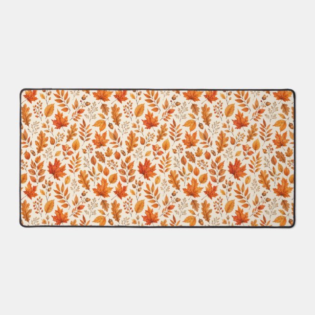 Warm Autumn Leaves Seamless Pattern Desk Mat (Front)