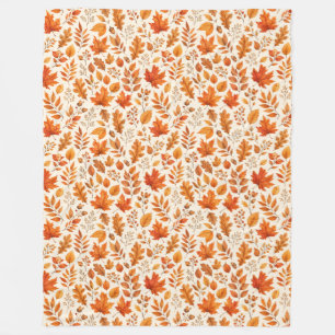 Warm Autumn Leaves Seamless Pattern Fleece Blanket