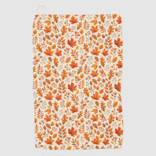 Warm Autumn Leaves Seamless Pattern Golf Towel