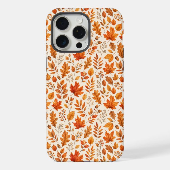 Warm Autumn Leaves Seamless Pattern iPhone Case (Back)