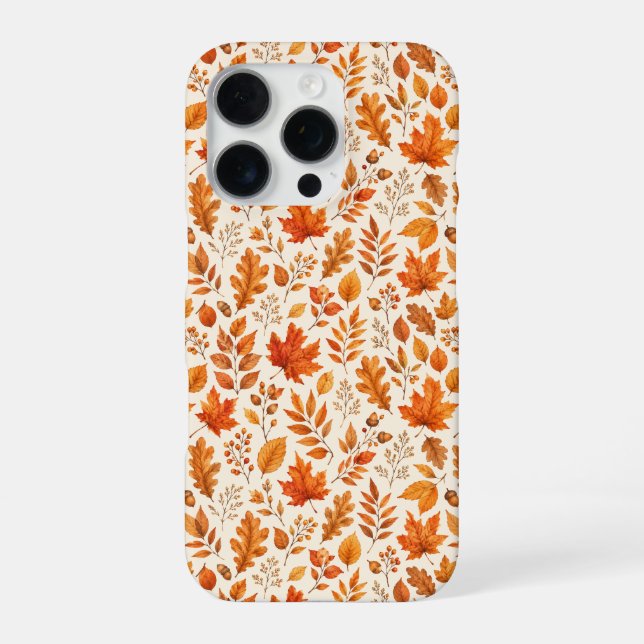 Warm Autumn Leaves Seamless Pattern iPhone Case (Back)