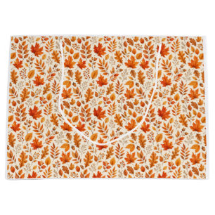 Warm Autumn Leaves Seamless Pattern Large Gift Bag