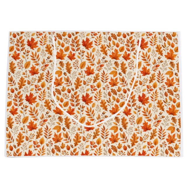 Warm Autumn Leaves Seamless Pattern Large Gift Bag (Front)