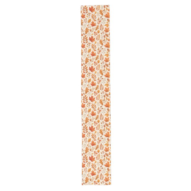 Warm Autumn Leaves Seamless Pattern Long Table Runner (Front)