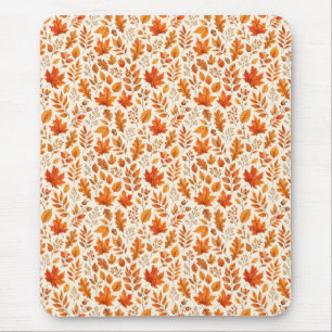 Warm Autumn Leaves Seamless Pattern Mouse Pad