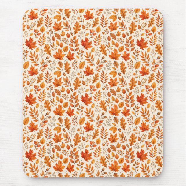 Warm Autumn Leaves Seamless Pattern Mouse Pad (Front)
