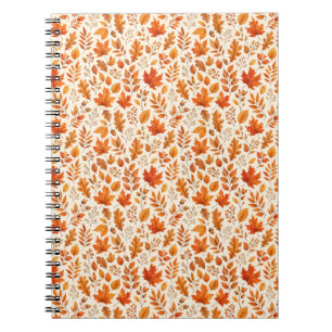 Warm Autumn Leaves Seamless Pattern Notebook