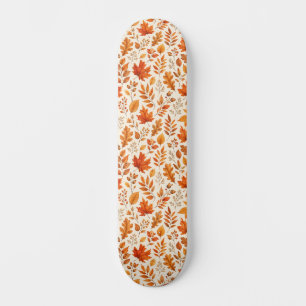 Warm Autumn Leaves Seamless Pattern Skateboard