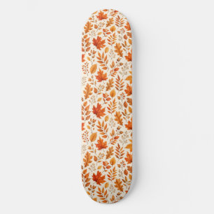 Warm Autumn Leaves Seamless Pattern Skateboard