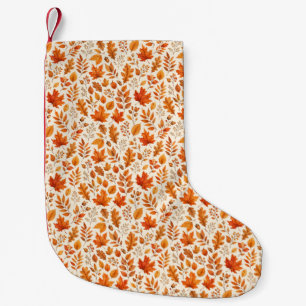 Warm Autumn Leaves Seamless Pattern Small Christmas Stocking