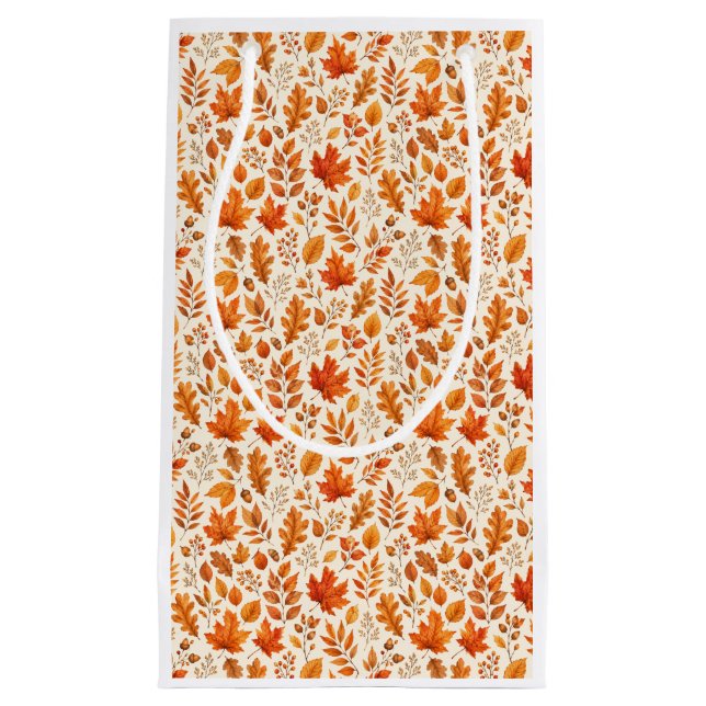 Warm Autumn Leaves Seamless Pattern Small Gift Bag (Front)