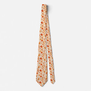 Warm Autumn Leaves Seamless Pattern Tie