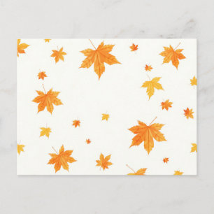 Warm Autumn Leaves Watercolor Maple and Oak Postcard