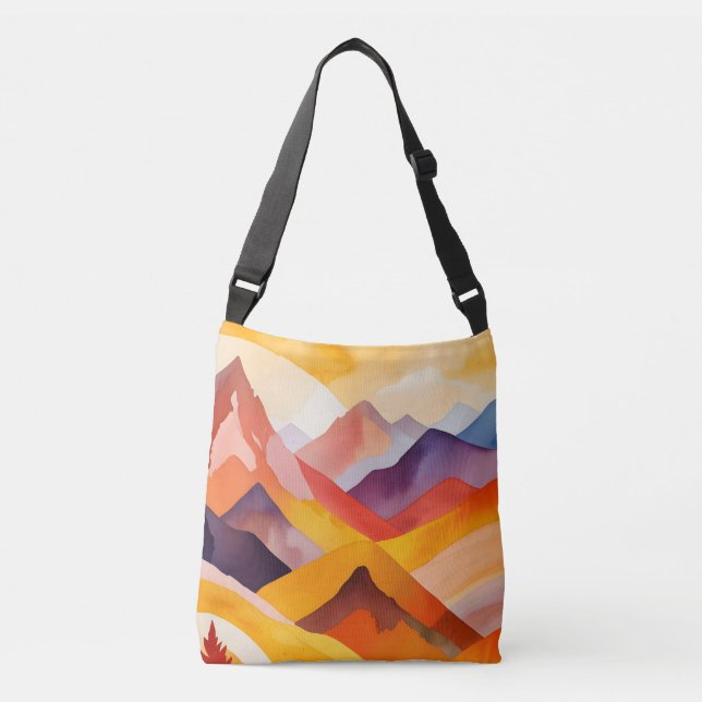 Warm Autumn Mountains Crossbody Bag (Front)