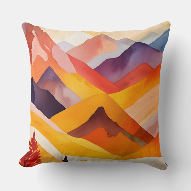 Warm Autumn Mountains Cushion (Front)