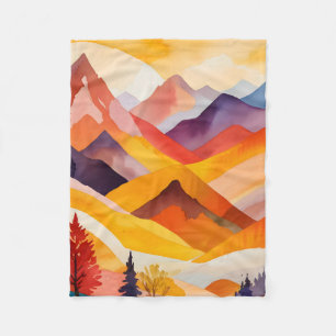 Warm Autumn Mountains Fleece Blanket