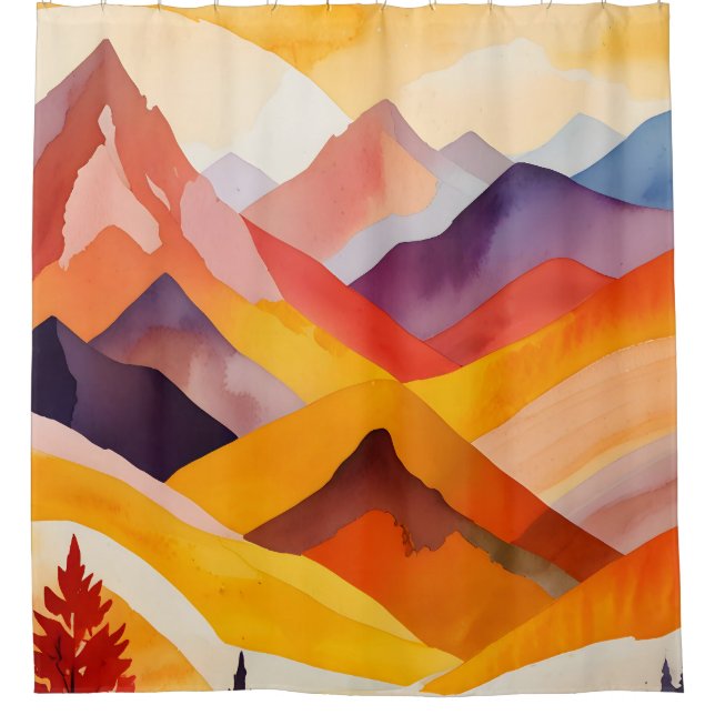 Warm Autumn Mountains Shower Curtain (Front)