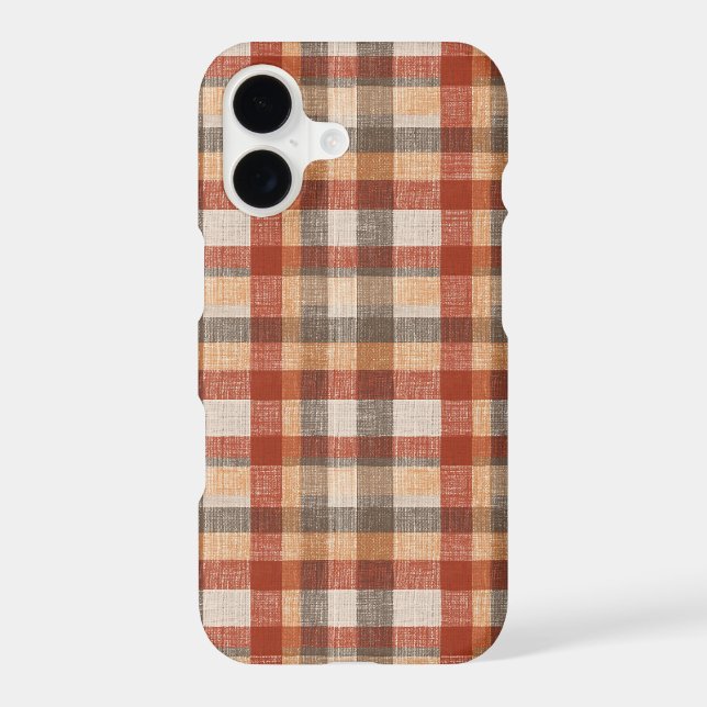 Warm Autumn Plaid Fabric Texture in Rust and Beige (Back)