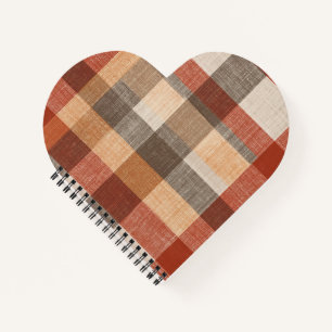 Warm Autumn Plaid Fabric Texture in Rust and Beige Notebook