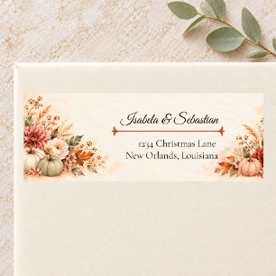 Warm Autumn Pumpkin Wedding Return Address Label
