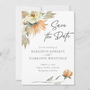 Warm Autumn Sunflowers Terracotta Wedding Save The Date