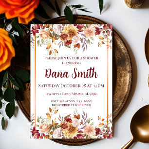 Warm Autumn Wildflower Shower Invitation