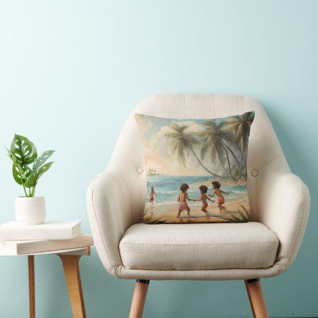 Warm Beach Scene Children Painting Cushion (Chair)