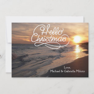 Warm Beach With Sunset Christmas Card
