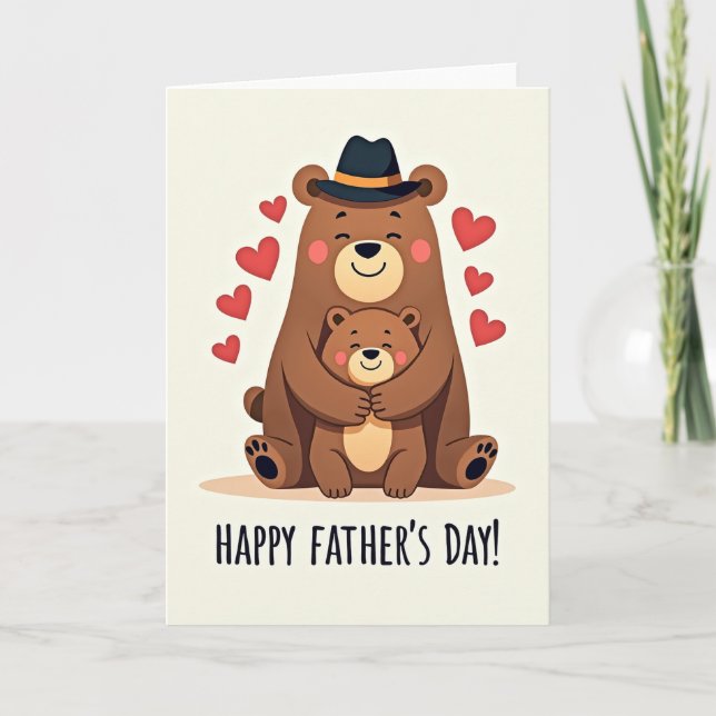 Warm Bear Fathers Day Scene Card (Front)