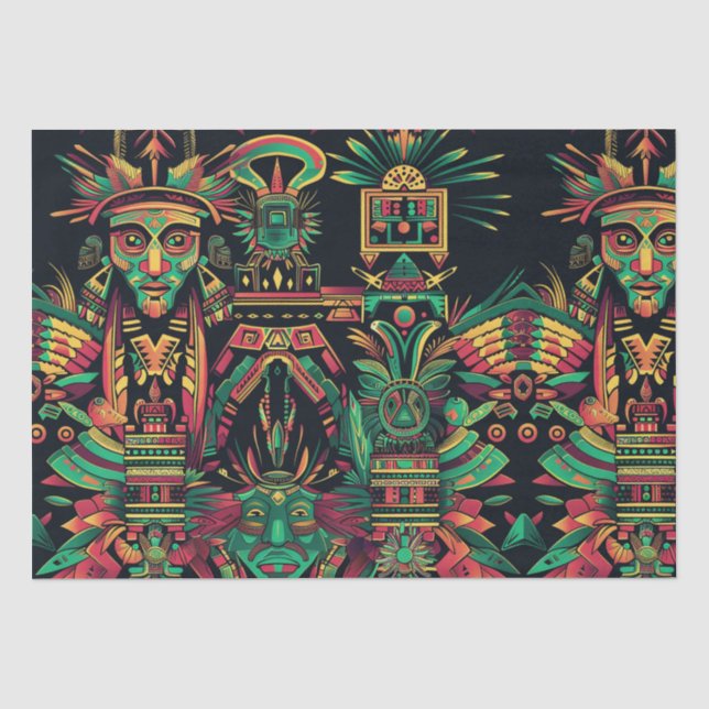Warm Beige "Ancestral Paradigm" Printed Tissue Pap Paper (Front)