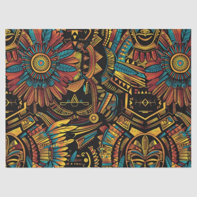 Warm Beige "Aztec Dream" Decorative Tissue Paper (Front)