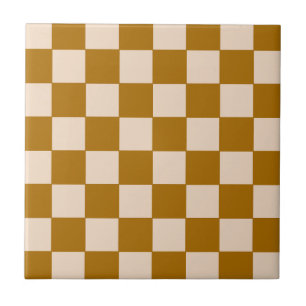 Warm Beige Chequerboard Pattern Ceramic Tile