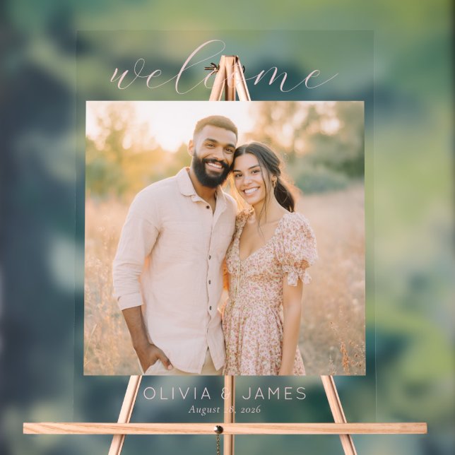 Warm Beige Elegant Photo Acrylic Sign (Neutral)