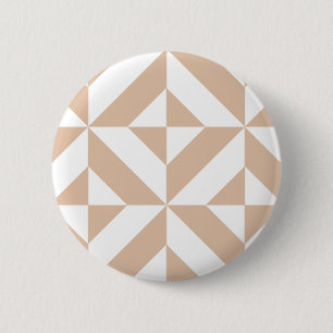 Warm Beige Geometric Deco Cube Pattern 6 Cm Round Badge