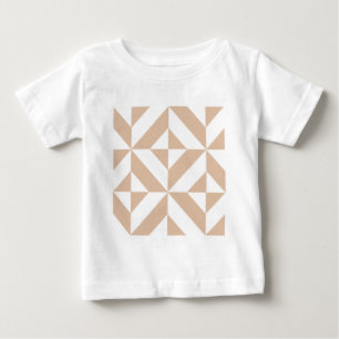 Warm Beige Geometric Deco Cube Pattern Baby T-Shirt