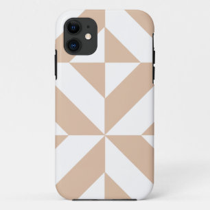 Warm Beige Geometric Deco Cube Pattern iPhone 11 Case