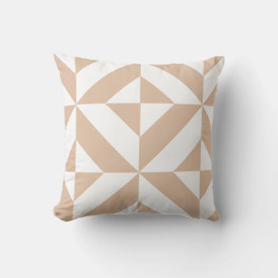 Warm Beige Geometric Deco Cube Pattern Cushion