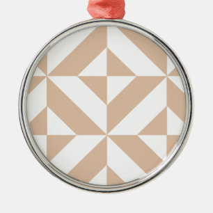 Warm Beige Geometric Deco Cube Pattern Metal Tree Decoration