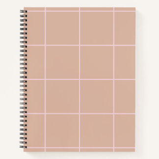Warm Beige Grid Pattern Minimal Soft Check Design Notebook