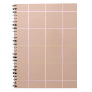 Warm Beige Grid Pattern Minimal Soft Check Design Notebook