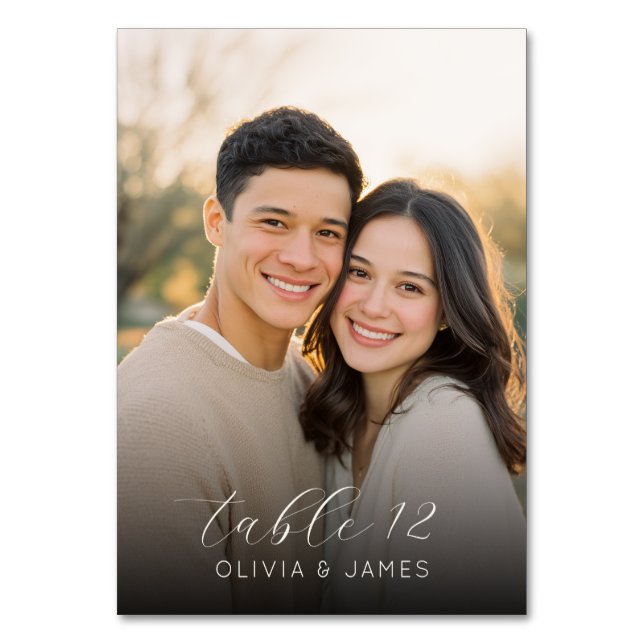 Warm Beige Intimate Photo Table Number (Back)