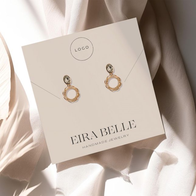 Warm Beige Minimalist Earrings Display Card (Creator Uploaded)